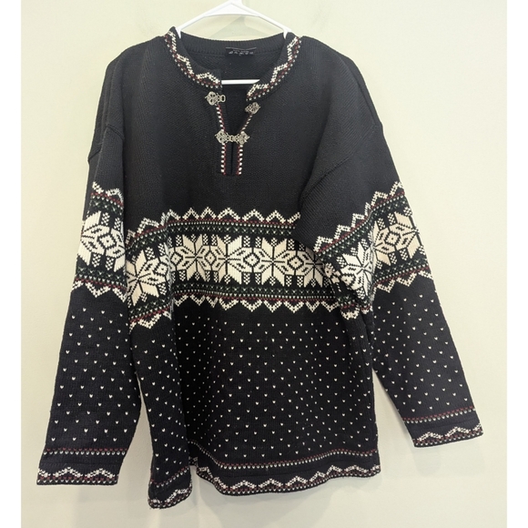 Northway Original Nordic Knitwear Fair Isle 100% Wool Sweater Size Large - Picture 7 of 7
